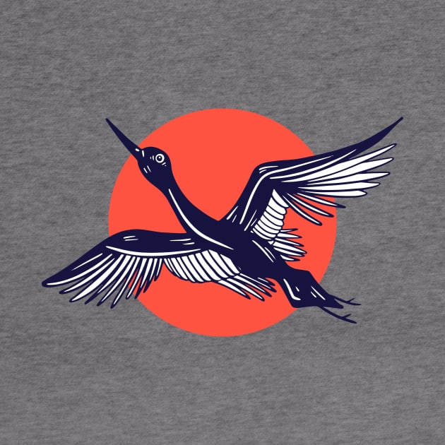 Vintage Sketch of a Japanese Crane by SLAG_Creative